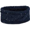 styleBREAKER Fascia per capelli da donna a maglia grossa con motivo a treccia e paillettes, fodera in pile caldo, fascia per capelli, fascia per capelli 04026002, colore:Blu scuro