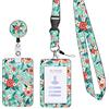 KHDULQ Porta Badge, Tesserino da Collo, Lanyard Cordino Porta Badge (Motivo Fiore Arancione) Adatto per Telefoni Cellulari, Forniture per Ufficio e Scolastiche