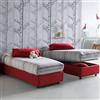 Dmora Letto Singolo Ilaria, Letto Contenitore con Rivestimento in Tessuto, 100% Made in Italy, Apertura Frontale, Adatto per Materasso Cm 90x190, Rosso