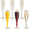 FainFun Flauti da Champagne in Plastica, 6 Pezzi Bicchieri di Plastica per Champagne con Glitter Oro, 200 ML Flute Champagne Oro Trasparente, Calici da Champagne Eleganti per Matrimonio, Festa