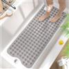 HITSLAM Tappetino Vasca Antiscivolo da Bagno, 101 x 40cm Extra Lungo Tappetino Doccia Antiscivolo Senza BPA, Resistente alla Muffa e Lavabile in Lavatrice Tappetino Bagno,Grigio