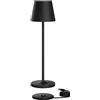 K-Bright lampada da tavolo ricaricabile in alluminio | 240LM | 3000K luce bianca calda Lampada da scrivania senza fili | interni/esterni Lampada da tavolo con base di ricarica a contatto (nero)