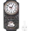 HERCHR Europeo Orologio da Parete Rettangolare, Vintage Tazza da caffè Design Orologio da Parete con numeri arabi e motivo caffè per soggiorno e cucina