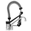 Ristotecno Gruppo doccia MINI con miscelatore lavello professionale TORNADO, con canna a tubo cm 30 e leva in plastica nera cm. 23,7