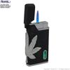 Atomic ACCENDINO NERO CON WEED LEAF GRIGIO CHIARO IN RILIEVO E LED MOD. 3 - FIAMMA TURBO JET | IDEA REGALO