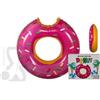 Boooh.it CIAMBELLA GONFIABILE SALVAGENTE A FORMA DI DONUT ROSA CON CODETTE COLORATE, HOMER SIMPSON, 119 cm
