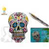 Boooh.it MATERASSINO GONFIABILE GRANDE A FORMA DI TESCHIO MESSICANO COLORATO DIA DE LOS MUERTOS, 188 x 140 cm