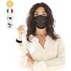 theBANDMASK MASKET BRACCIALE DA POLSO E MASCHERINA FILTRANTE : TAGLIA M - BRACCIALETTO NERO IN VERA PELLA | IDEA REGALO