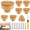 Taipintee Manopole Rotonde in Legno, 8 Pezzi Maniglia del Cassetto Rotondo, Pomelli per Mobili Naturale con Viti, Adatta per Armadi, Cassetti, Comodino (Colori Naturali)