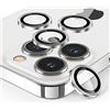 SPARIN 4 Pezzi Pellicola Protezione Fotocamera per iPhone 13 Pro / 13 Pro Max, 9H Vetro Temperato Lente Protettiva Con Lega di Alluminio - Argento