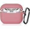 KOKOKA Custodia in Silicone Compatibile con AirPods Pro 2, Case Cover Protettiva in Premium Silicone per Airpods Pro 2 (2022 Released) Custodia con Moschettone, LED Frontale Visibile, Bean Pink