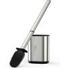 HOMEASY Scopino WC con Supporto in Acciaio Inox, Spazzolino WC ad Asciugatura Rapida con Base Rimovibile, Appoggiata a Terra o Fissata al Muro, Viene Fornito con 2 Adesivi Murali - Argento