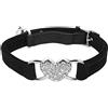 Molain Collare a forma di cuore, regolabile, con cintura di sicurezza e campana con strass, collare per cani e cuccioli di piccola taglia (nero)