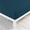 douceur d'intérieur, Jersy Lenzuolo con angoli per letto matrimoniale, 160 x 200 cm, 100% cotone, colore: blu notte