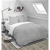 Blanrêve - Piumino stampato o tinta unita - Temperato - per letto singolo - Facile manutenzione - 140 x 200 cm - Bianco/Grigio - Made in France
