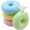 xtemtoamz Dispenser Di Nastro Adesivo Piccolo - Ricaricabile Accessorio Mini Taglierino A Forma Ciambella Supporto Fisso Scuola, Casa E Ufficio, Rosa, Giallo, Blu, Verde, 4 Pezzi