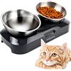 Edipets, Ciotole per Gatti, Ciotola Gatto Doppia, in Acciaio Inox, Angolo Regolabile da 0 a 15°, Ciotola per Cuccioli, Animali Domestici (Acciaio)
