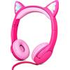 Olyre Cuffie per Bambini con Microfono - Volume Sicuro Limitato a 85 dB e Illuminazione a LED - Auricolari Cablati con Interfaccia di Condivisione, Cuffie Stereo per Ragazzi/Scuola//Viaggio - Rosa