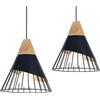 MAXDUYU 2 pezzi Lampade a Sospensione Vintage,Lampade Moderne in metallo in legno Plafoniere industriali,Lampade a Sospensione Paralume E27 Illuminazione per sala da pranzo Cucina