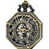 SEWOR, orologio da tasca ottagonale, in stile anticato traforato con numeri arabi, movimento meccanico (Bronzo)