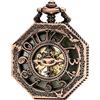 SEWOR, orologio da tasca ottagonale, in stile anticato traforato con numeri arabi, movimento meccanico (Rame rosso)