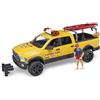 bruder 02506 - RAM 2500 Power Wagon Life Guard con figura, pagaia stand-up e modulo luci e suoni, servizio di salvataggio, bagnino