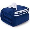 ComfyWell Coperta in pile Sherpa, morbida e accogliente, grande, soffice coperta per divano, letto, viaggi, spessa, termica e calda, 150 x 200 cm, colore: blu navy