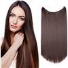 Silk-co 50cm Extension Sintetiche con Filo Invisibile Capelli Lisci Filo Trasparente Extension Fascia Unica-Marrone Medio