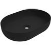 ERCOS Lavabo D'appoggio Ovale In Ceramica, Lavabo Bagno Colore Nero , Senza Troppopieno, Dimensioni 400x135 mm