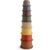mushie | Giocattolo Impilabile per Bambini | Accessori Sicuri e di Alta Qualità | senza BPA | Piramide con 8 bicchieri impilabili | Giochi ducativi per Bambini 0-3 Anni | regali bambino | Retro