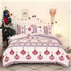 Vgzsyomqib Natalizio Set Copripiumino Letto Matrimoniale Complete 1 Sacco Copripiumino 260x220 cm e 2 Federe 50x75 cm Copri Piumone Natale Stampe Parure Biancheria Letto in Microfibra Rosso Bianco