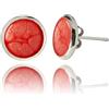 Dragon Porter Orecchini a Bottone Piccolo Lusso; Gioielli per Donne (Stile 17 - Rotondo Rosso Luce Argento)