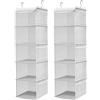 BrilliantJo Set di 2 Organizer Armadio, Portattuto da Appendere con 5 Scomparti con 6 Tasche Laterali a Rete per Vestiti, con 2 Ganci Organizzatore Armadio da 30 x 30 x 108 cm,Striscia
