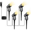 Svater Luci per Giardino 4x2W Faretti Esterno Lampade da Giardino,14m/46ft Luci per Esterno 600LM 14V COB IP65 Impermeabili con Picchetto per Prato Terrazzo Cortile Vialetto Patio,Bianco Caldo