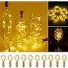 Vicloon Luci per Bottiglia, 10PCS LED Sughero Bottiglia 2M 20 LED Luci String Lampada a Fili di Rame, Luci LED a Batteria, Luci Stringa Decorative per Bottiglie DIY Festa Giardino Natalizie Matrimonio