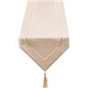 SANLEHAUSE Runner da tavola in lino, bianco, crema, beige, 32 x 275 cm, runner da tavolo, liscio, moderno, facile da pulire, per tavolo da pranzo, tavolino, ristorante, decorazione