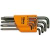 BETA - Serie 8 Chiavi Maschio Piegate Tamper Resistant Torx Brunite con Supporto in Plastica, Set Chiavi Torx Antimanomissione Professionali per Serraggio Viti Torx con Foro Centrale, 97RTX/SC8