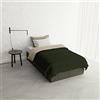 Italian bed Linen Piumone Invernale Letto Piazza e Mezza 200x200, Doubleface, Piumino imbottito 200 gr Made in Italy, Esterno in Microfibra, Verde militare/Crema