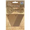 URSUS 40650005 Kraft Tags & Rope - 20 bandierine in carta kraft con 4,5 m di filo di iuta, personalizzabili come decorazione per la vostra festa, marrone, taglia unica