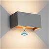 Klighten Lampada da esterno, 24W Applique da Parete con sensore di movimento per luci esterni/interni Lampada da parete con fascio regolabile IP65 Impermeabile 3000K,Grigio scuro