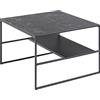 Movian Marchio Amazon - Movian Tavolino basso con un ripiano, piano effetto marmo,Quadrato, base in metallo nero, 70.1 x 70.1 x 44.96 cm, Quadrato con un ripiano