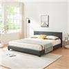 Corium Struttura Letto Imbottito a Testiera Alta Letto Matrimoniale King size / 2 Piazze 180x200 cm Rivestimento in Similpelle - Grigio Scuro