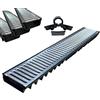MASTERBRICO Canaletta di scolo acqua carrabile in PP-PE con griglia zincata 125x50 griglia scolo acqua piovana Ideale per interrati garage e cortili (125X50 KIT 3 PZ GRIGLIA ZINCATA)