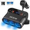 Qidoe Sdoppiatore Presa Accendisigari per Auto 300W: 7 in 1 USB Splitter, 3 Prese e Doppia USB C 30W e QC3.0 18W con Interruttore LED Voltmetro per GPS, Cellulare, iPad
