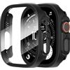 Diruite 2 Pezzi Cover per Apple Watch Ultra 3/2/1 49mm Vetro Temperato Pellicola Protettiva,Protezione Dello Schermo PC Rigido,Custodia Protettiva Ultrasottile,Nero,49mm