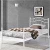 [en.casa] Struttura Letto in Acciaio con Testiera Alta Decorativa e Pediera Letto a Piazza e Mezza con Zona di Riposo 120 x 200 cm Bianco