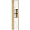 kleankin Mobile Bagno Alto in Truciolato con un Cassetto, 2 Armadietti e 2 Ripiani Aperti Regolabili, 37x30x184 cm, Bianco e color Legno|Aosom
