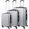 ITACA - Set valigie - Set Valigie Rigide Offerte. Valigia Grande Rigida, Valigia Media Rigida e Bagaglio a Mano. Set di Valigie con Lucchetto Combinazione TSA, Argento