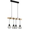 EGLO - TOWNSHEND 5 LAMPADA A SOSPENSIONE TRAVE IN LEGNO CON 4 PARALUMI PENDENTI NERI E27 4X60W 43132