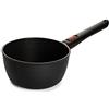Woll Eco Lite - Pentola induttiva, diametro 18 cm, altezza 9,5 cm, 2 litri, con manico rimovibile, adatta per tutti i piani cottura, 100% alluminio riciclato, resistente al forno, colore: Nero